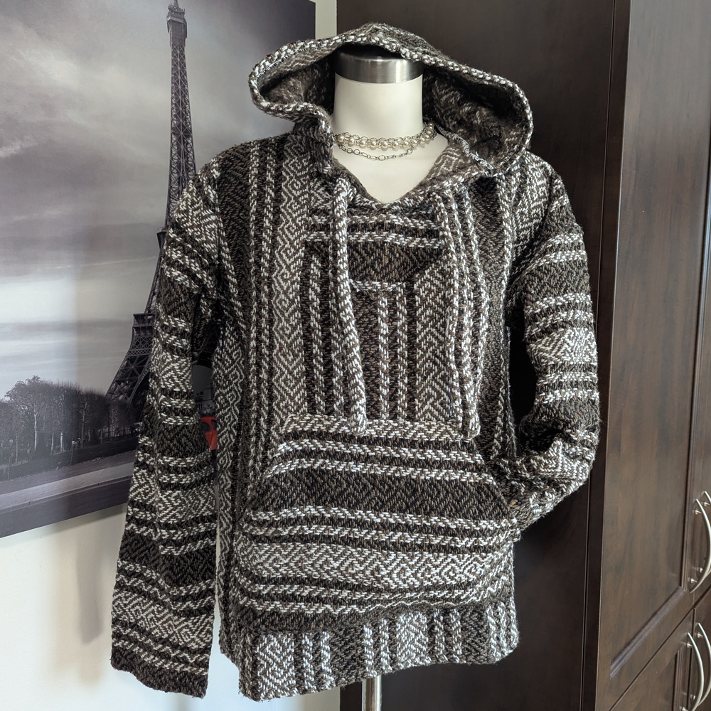 Men's Black and Brown Hooded Sweater